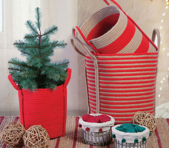 Nef-Nef Homeware Silo Διακοσμητικό Καλάθι Υφασμάτινο με Χερούλια Κόκκινο 28x28x32εκ.