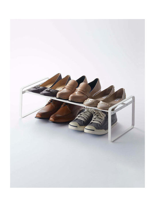 Frame Metallic Shoe Organizer with 2 Shelves Λευκή 70x25x17.5cm