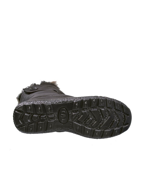 Anatomic Synthetic Leather Snow Boots with Fur Antartica Black
