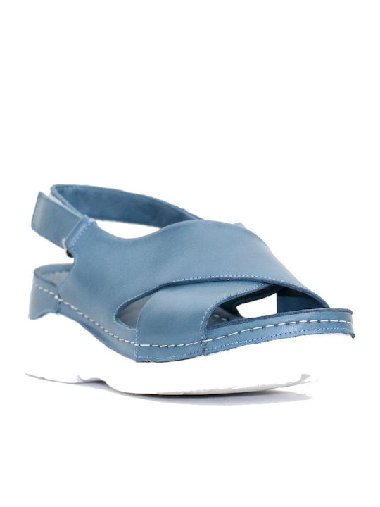 Safe Step KA900 Anatomic Women's Leather Ankle Strap Platforms Blue