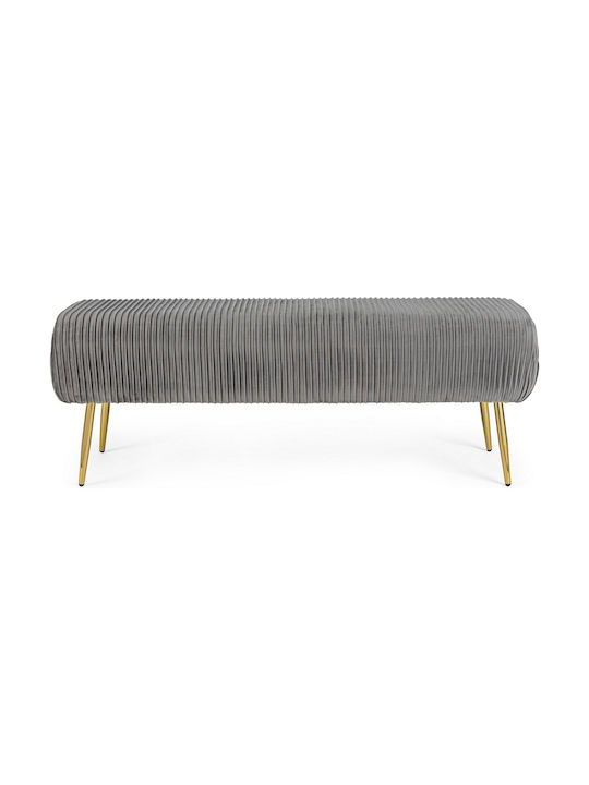 Stool Bench Stool Upholstered with Velvet Selena Grey 129x45.5x48cm