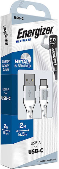 Energizer Braided USB 2.0 Cable USB-C male - USB-A Λευκό 2m C520CKWH