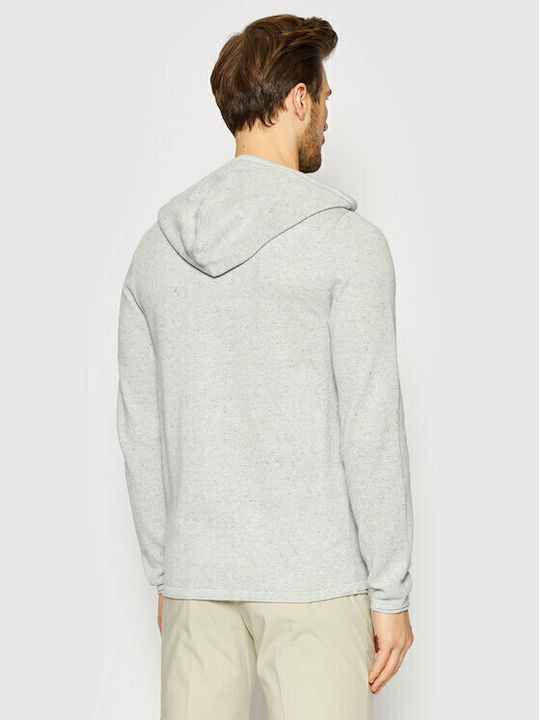 Ανδρική Ζακέτα Πλεκτή με Κουκούλα Light Grey Melange