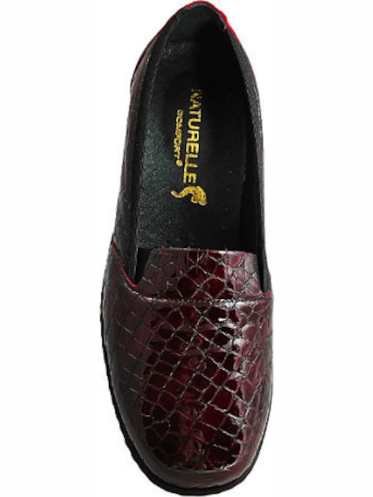 1114L Leather Women's Moccasins in Burgundy Color