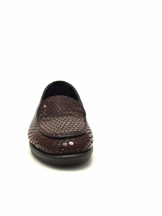 1255-651 Patent Leather Women's Moccasins in Burgundy Color E-1255