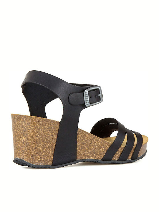 Anatomic Women's Leather Ankle Strap Platforms Black
