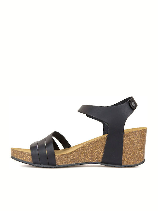 Anatomic Women's Leather Ankle Strap Platforms Black