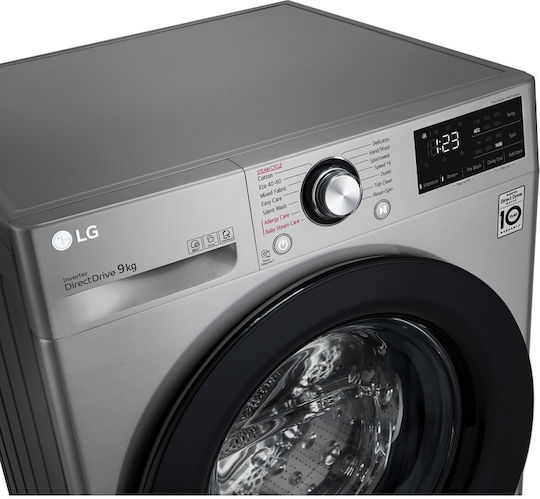 LG Πλυντήριο Ρούχων 9kg με Τεχνολογία Ατμού 1400 Στροφών AI DD Inox F4WV309S6TE