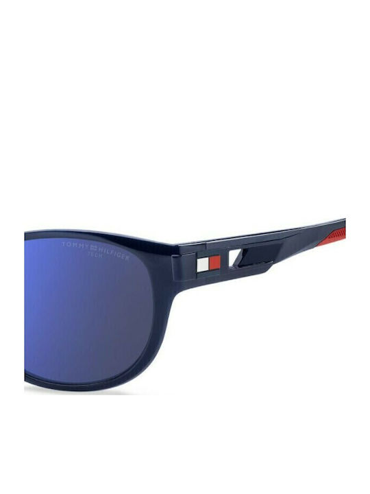 Tommy Hilfiger Men's Sunglasses with Navy Blue Plastic Frame and Blue Mirror Lens