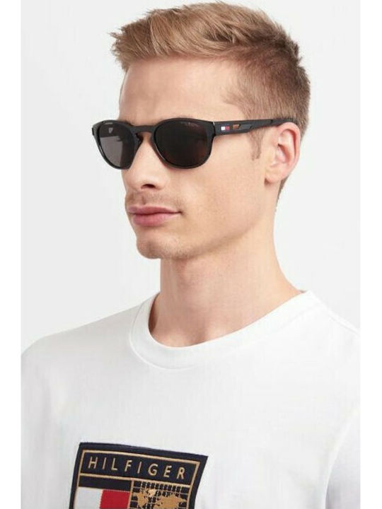 Tommy Hilfiger Men's Sunglasses with Navy Blue Plastic Frame and Blue Mirror Lens