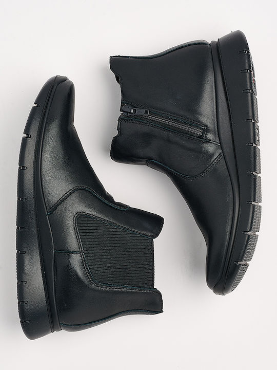Leder Stiefeletten Damen Schwarz