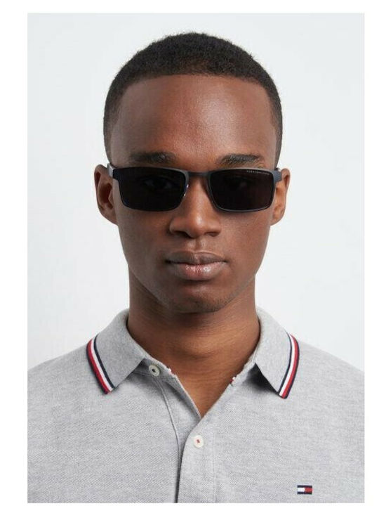 Tommy Hilfiger Men's Sunglasses with Navy Blue Frame and Blue Lens