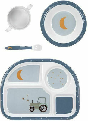 Laessig Feeding Set Adventure Tractor made of Melamine Blue 4pcs