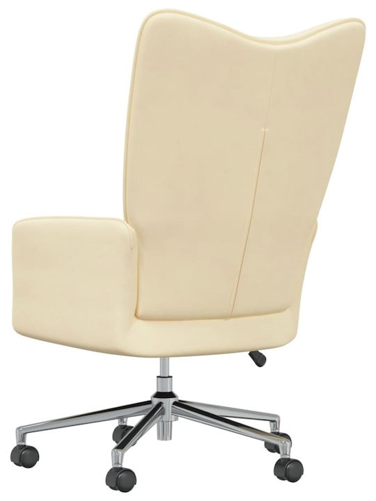 Swivel Visitor Armchair with Wheels Κρεμ 61.5x69x94.5cm