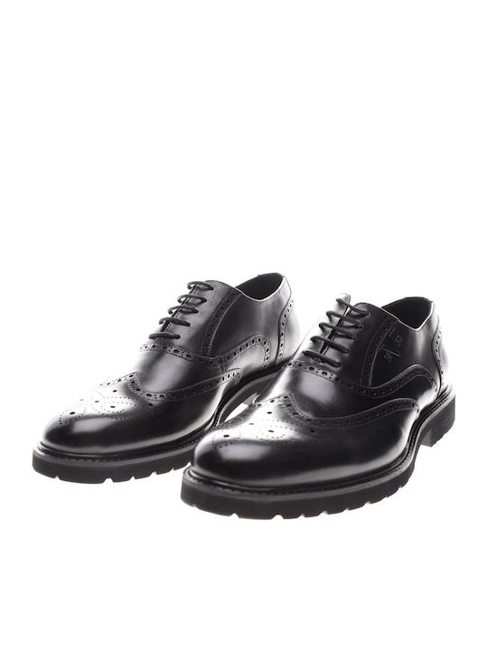 19V69 Men's Leather Oxfords Black