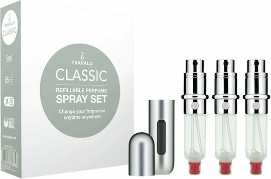 Travalo Classic HD Set Nachfüllflacon x 3 & Case Reise- & Parfümfläschchen Silber 3 Stück