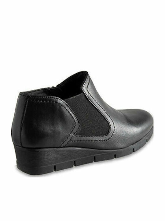 SB1590 Leder Stiefeletten Damen Schwarz