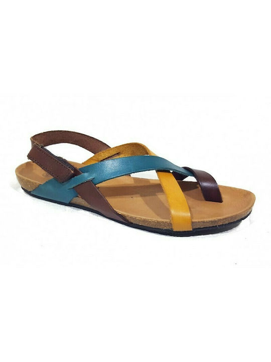 Plakton Leather Women's Flat Sandals Anatomic Vaqueta Vanilla Otan Leno