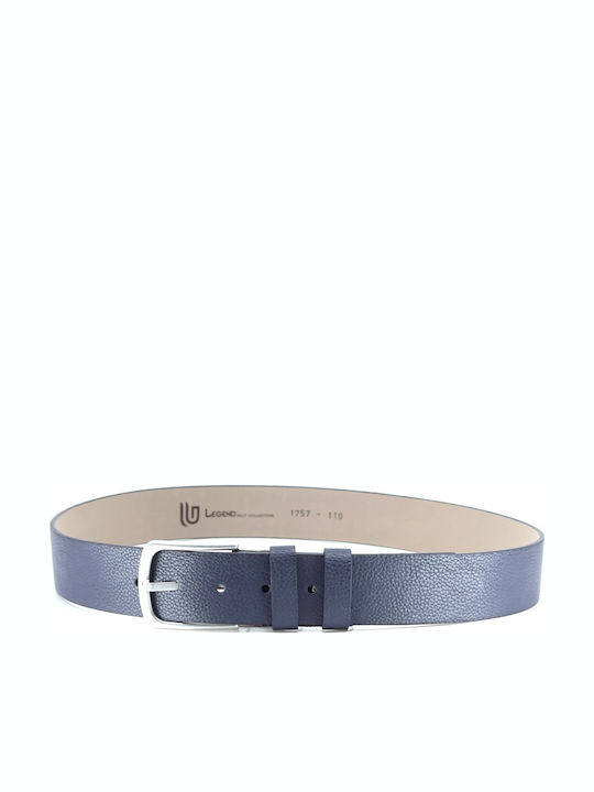 Wide Men's Belt from Artificial Leather Blue