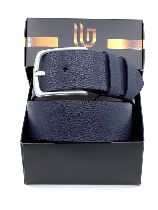 Wide Men's Belt from Artificial Leather Blue
