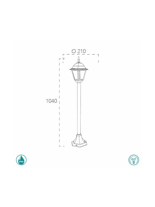 Fan Europe Roma Outdoor Floor Lamp Small Post 60W IP44 for E27 Socket Black