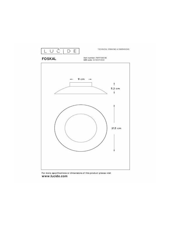 Lucide Lightning Foskal Single LED Spot in Black Color