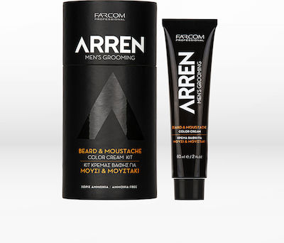 Farcom Βαφή Περιποίησης για Γένια και Μουστάκι Arren Men's Grooming Beard & Moustache Color Cream Kit Black 60ml