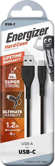 Energizer Braided USB 2.0 Cable USB-C male - USB-A Μαύρο 1.2m C410CGBK