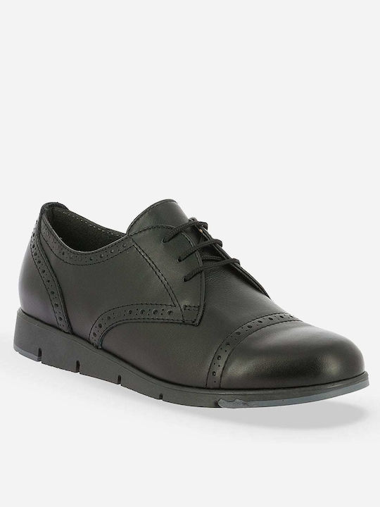 Leder Damen Oxfords in Schwarz Farbe