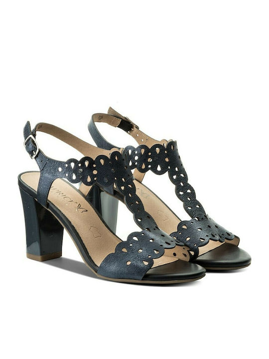 Caprice Anatomic Leather Women's Sandals Navy Blue