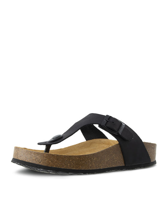 Leather Women's Flat Sandals Anatomic in Black Color