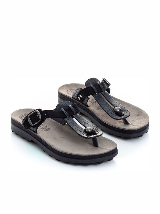 Mirabella Leather Women's Flat Sandals Anatomic Black Illusion