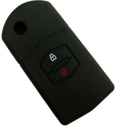 Silicone Car Key Cover Case with 2 Buttons for Mazda Black