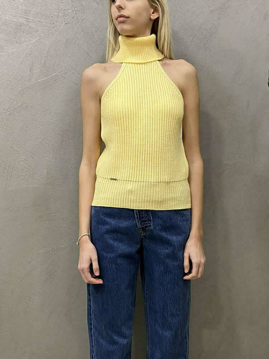 Turtleneck top yellow W130 COMBOS KNITWEAR