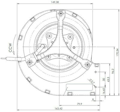 Trial CAD12R-001 Industrial Centrifugal Ventilator 120mm