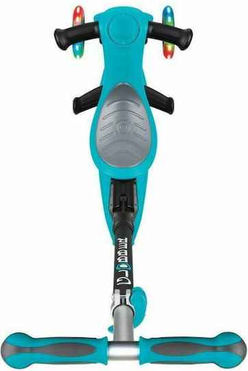 Globber Kids Scooter Foldable Go-Up Deluxe Lights 3-Wheel with Seat Blue