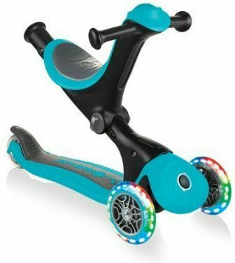 Globber Kids Scooter Foldable Go-Up Deluxe Lights 3-Wheel with Seat Blue