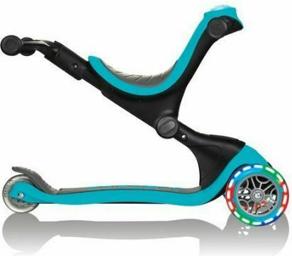 Globber Kids Scooter Foldable Go-Up Deluxe Lights 3-Wheel with Seat Blue