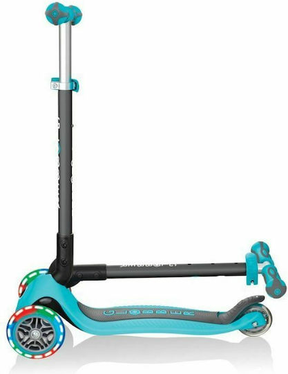 Globber Kids Scooter Foldable Go-Up Deluxe Lights 3-Wheel with Seat Blue