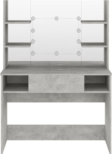 Masă De Toaletă De Podea Din Lemn Gri Cu Oglindă 100x40x135cm