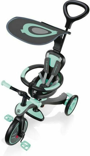 Globber Explorer Trike New Kids Tricycle Convertible, With Storage Basket, Sunshade & Push Handle for 10+ Months Green