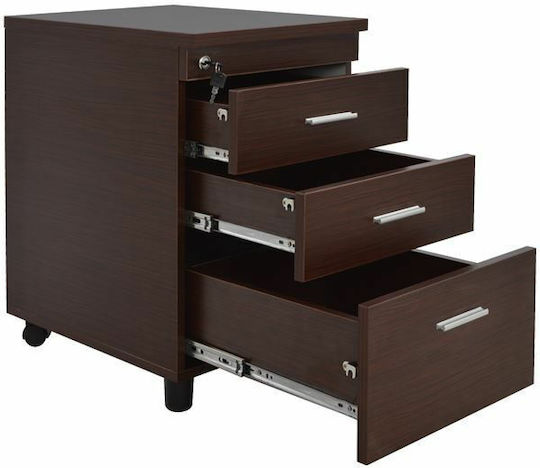 Office Drawer Vance Wooden with Wheels and Lock Wenge 40x40x55cm
