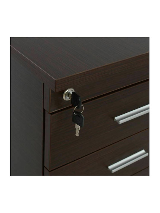 Vance Office Storage Chipboard Drawer with Wheels, Lock & 3 Drawers Wenge L40xW40xH55cm