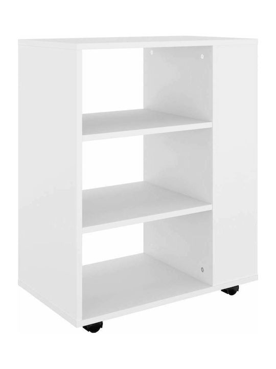 Office Storage Chipboard Cabinet with Wheels Λευκό L60xW35xH75cm