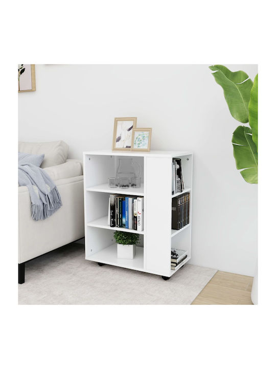 vidaXL Office Storage Cabinet Wooden with Wheels White 60x35x75cm