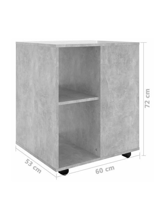 Büroaufbewahrungsschublade und -schrank Holz mit Rädern Grau 60x53x72cm