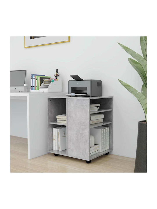 Büroaufbewahrungsschublade und -schrank Holz mit Rädern Grau 60x53x72cm