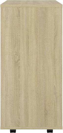 Office Cabinet Wooden with Wheels Sonoma 60x35x75cm