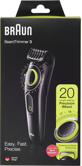Braun Beard Trimmer 3 Rechargeable Hair Clipper Black BT3221