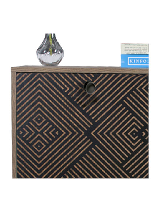 Sideboard Home Wooden with Drawers Black Grey Oak 90x39.5x75cm